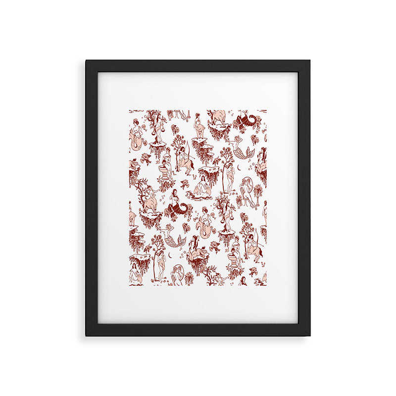 Zodiac Sign Astrology Toile Pattern Framed Art Print Gallery Image 4