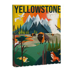 Colorful Yellowstone National Park Summer Travel Poster Art Canvas Print Gallery Image 6