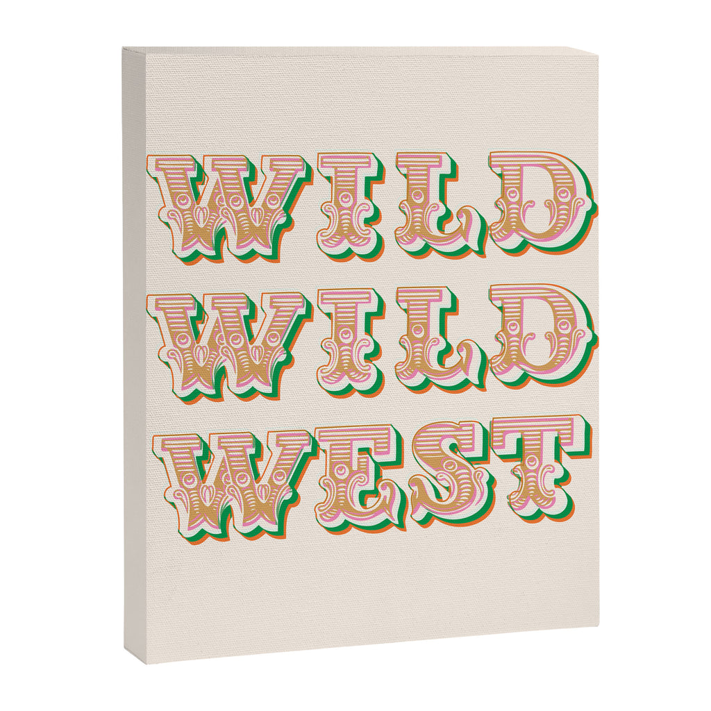 Cool Retro Red & Green "Wild Wild West" Typography Art Canvas Print Gallery Image 6