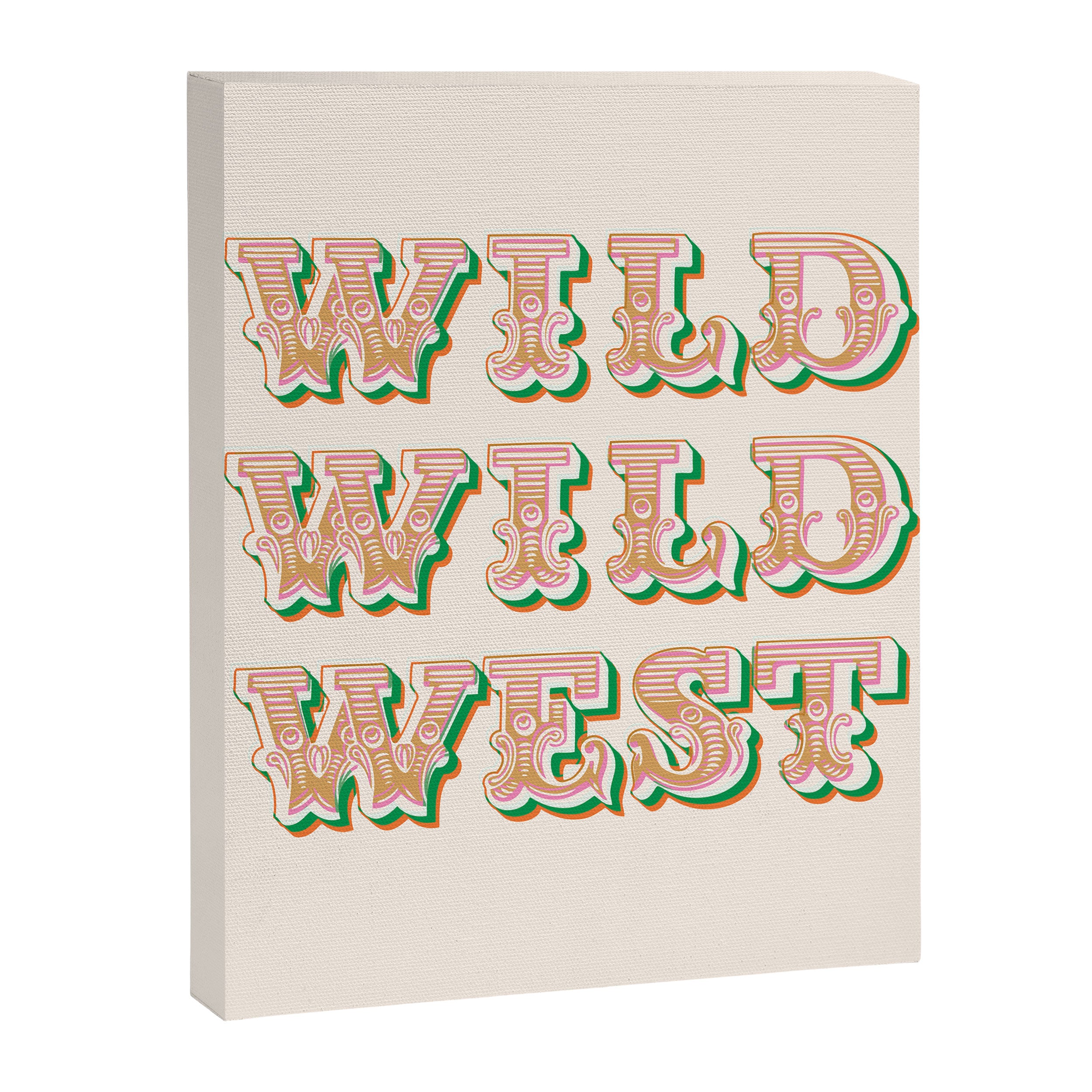 Cool Retro Red & Green "Wild Wild West" Typography Art Canvas Print Gallery Image 6