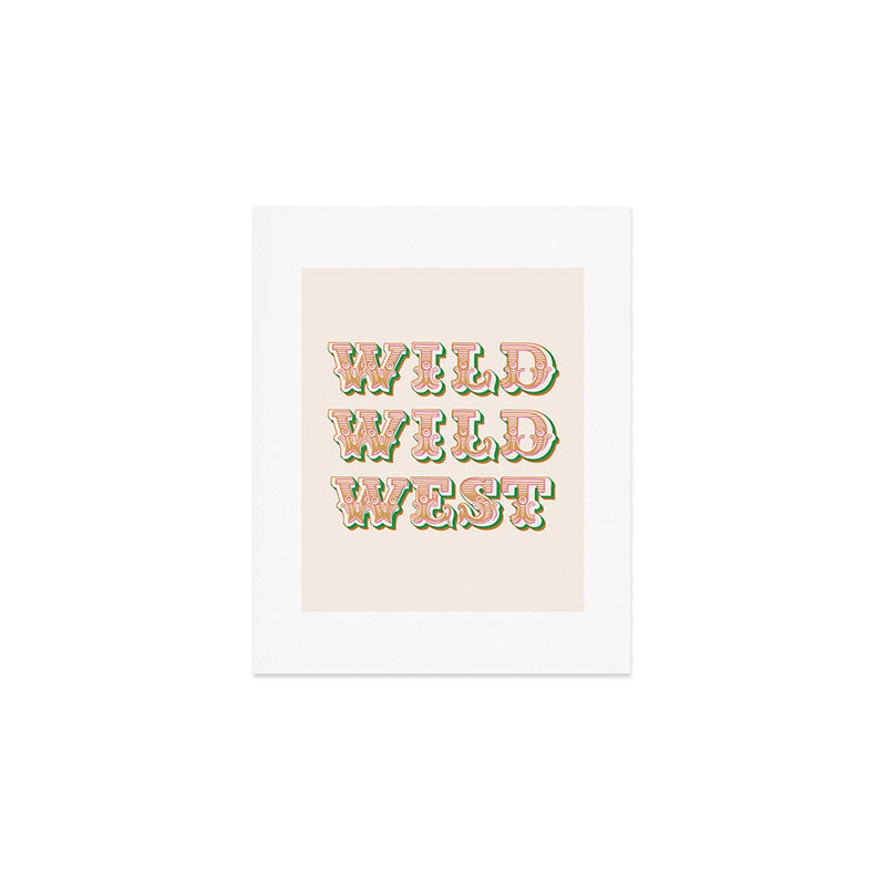 Cool Retro Red & Green "Wild Wild West" Typography Art Art Print Gallery Image 1