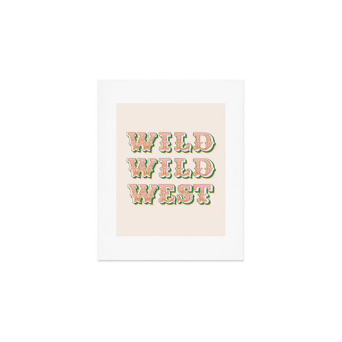 Cool Retro Red & Green "Wild Wild West" Typography Art Art Print Gallery Image 1
