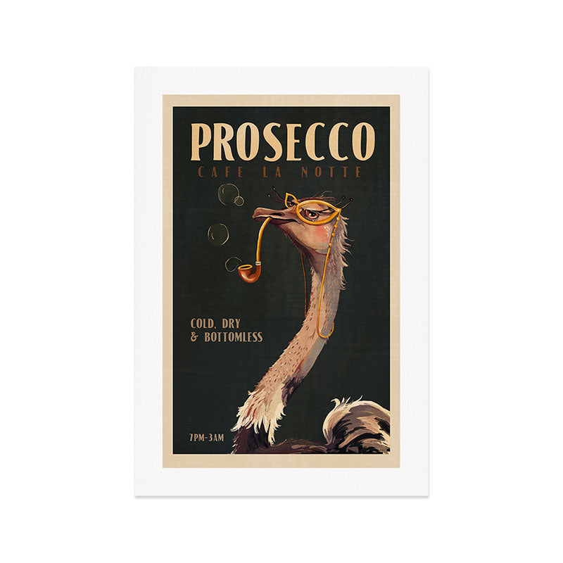 Cool Vintage Prosecco Ad Illustration Art Print Gallery Image 1