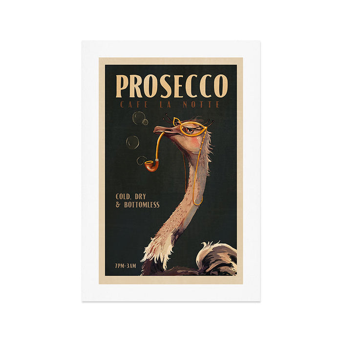 Cool Vintage Prosecco Ad Illustration Art Print Gallery Image 1