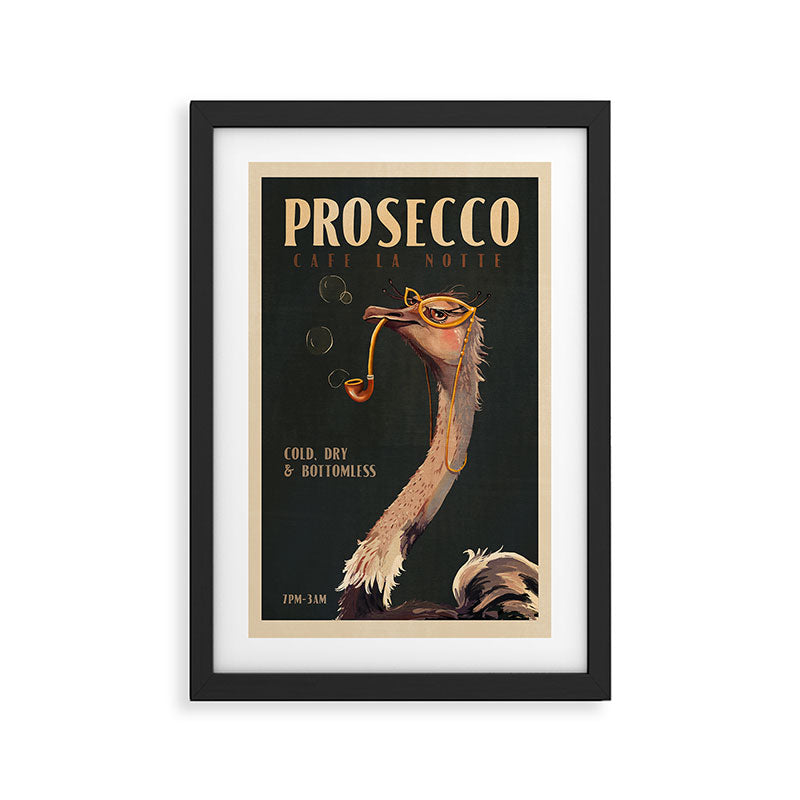Cool Vintage Prosecco Ad Illustration Framed Art Print Gallery Image 2