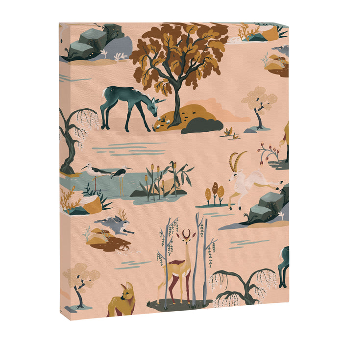 Cute Peach Wildlife Pattern Canvas Print Gallery Image 1
