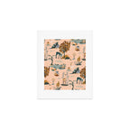 Cute Peach Wildlife Pattern Art Print Gallery Image 1