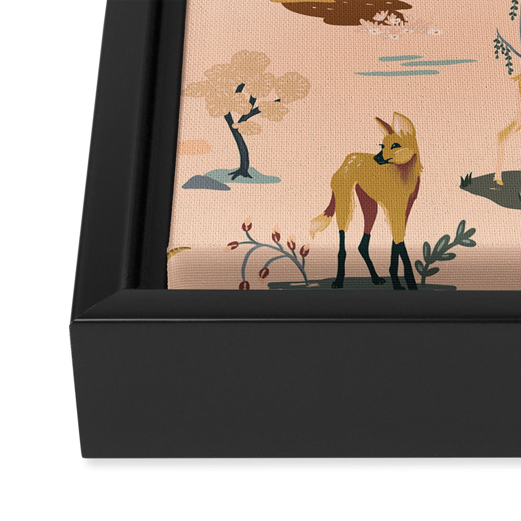 Cute Peach Wildlife Pattern Framed Canvas Print Gallery Image 3