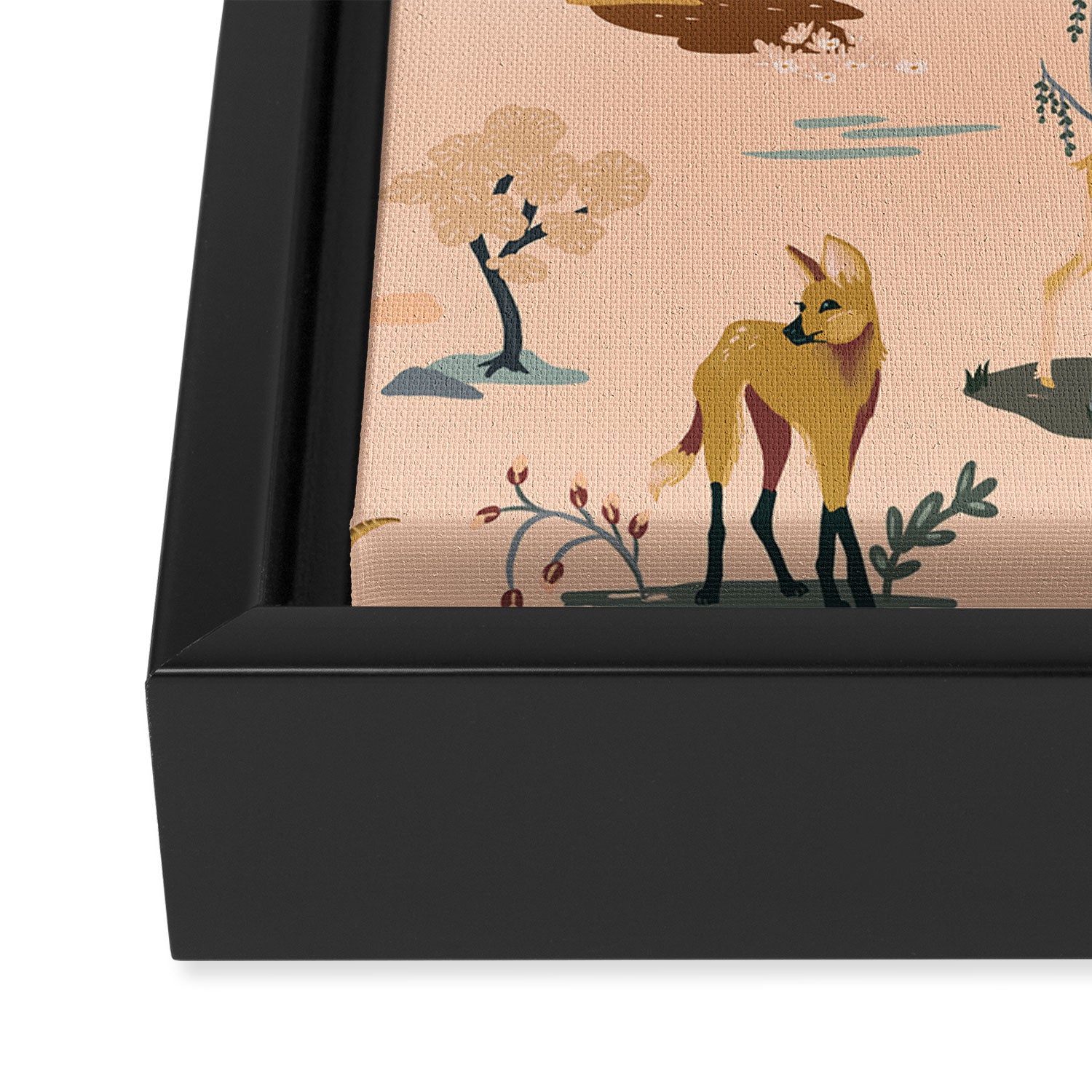 Cute Peach Wildlife Pattern Framed Canvas Print Gallery Image 3
