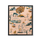 Cute Peach Wildlife Pattern Framed Canvas Print Gallery Image 8