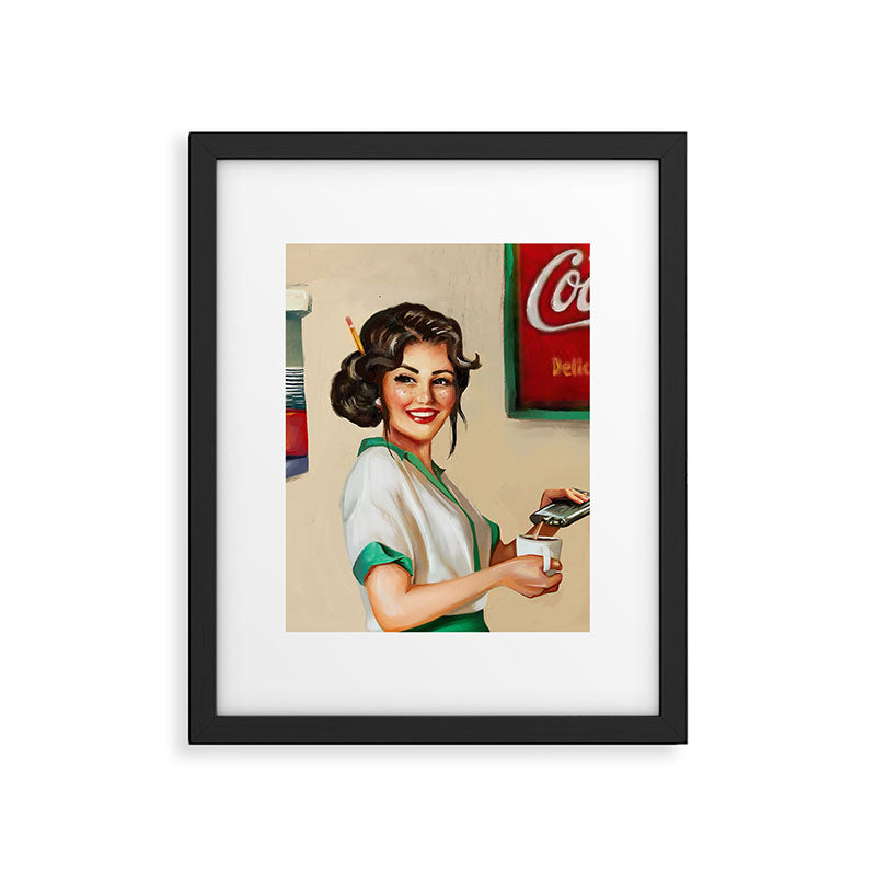 Diner Pinup Girl Framed Art Print Gallery Image 6