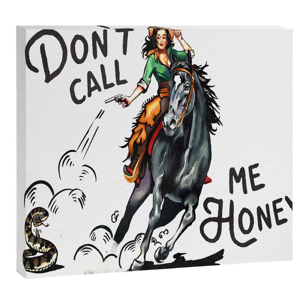 "Don't Call Me Honey" Cowgirl On Horseback Shooting a Rattlesnake Canvas Print Gallery Image 8