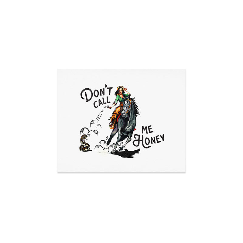 "Don't Call Me Honey" Cowgirl On Horseback Shooting a Rattlesnake Art Print Gallery Image 1