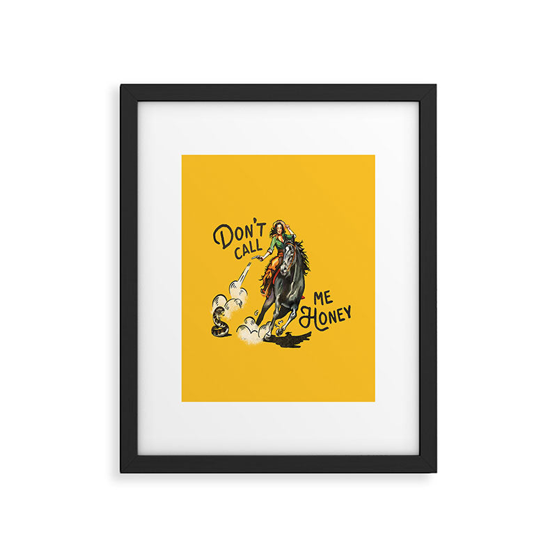 Don't Call Me Honey Retro Cowgirl On Horseback V.1 Framed Art Print Gallery Image 4