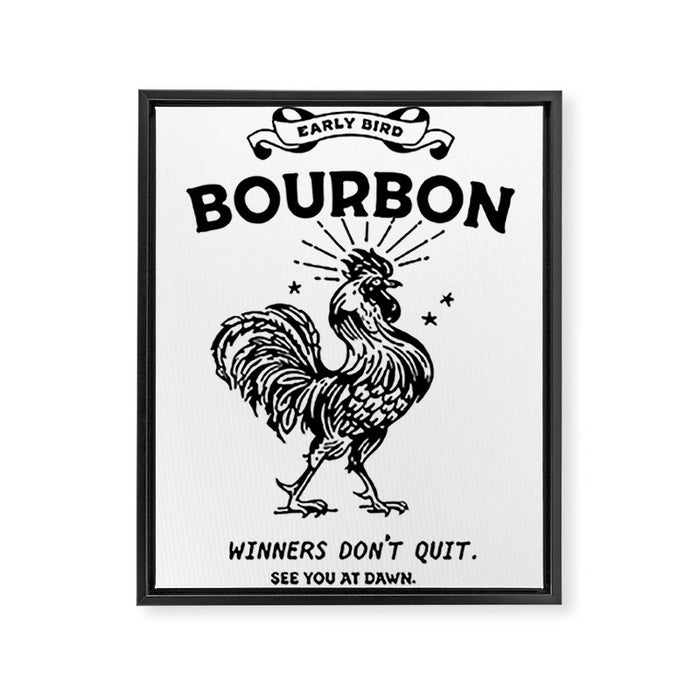 Early Bird Bourbon: Winners Don't Quit Framed Canvas Print Gallery Image 1