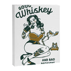 Good Whiskey & Bad Decisions: Funny Vintage Whisky Bar Decor Canvas Print Gallery Image 6