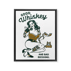 Good Whiskey & Bad Decisions: Funny Vintage Whisky Bar Decor Framed Canvas Print Gallery Image 6