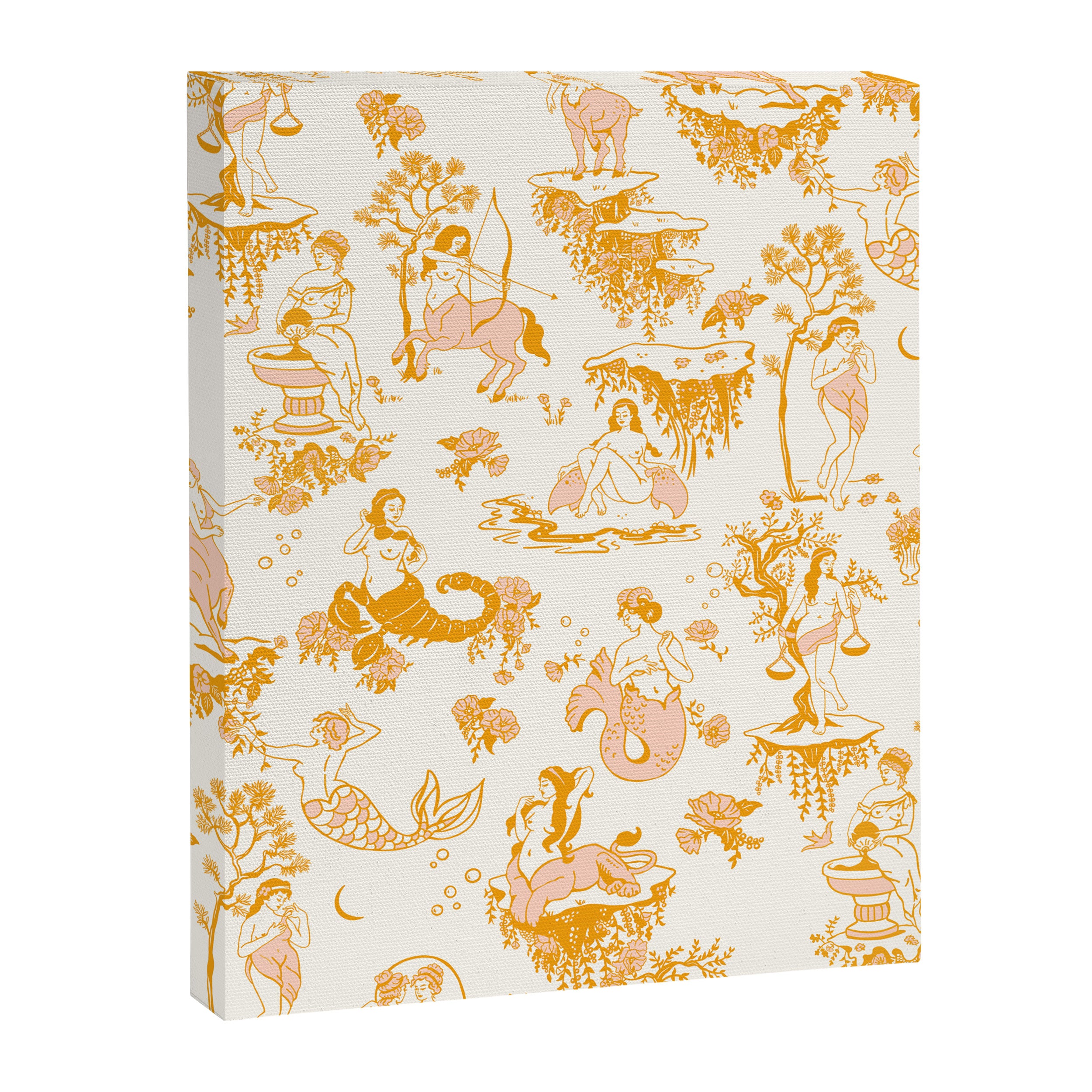 Honey, Pink & Gold Zodiac Toile Pattern. A Great Gift Idea For Astrology Fans! Canvas Print Gallery Image 8