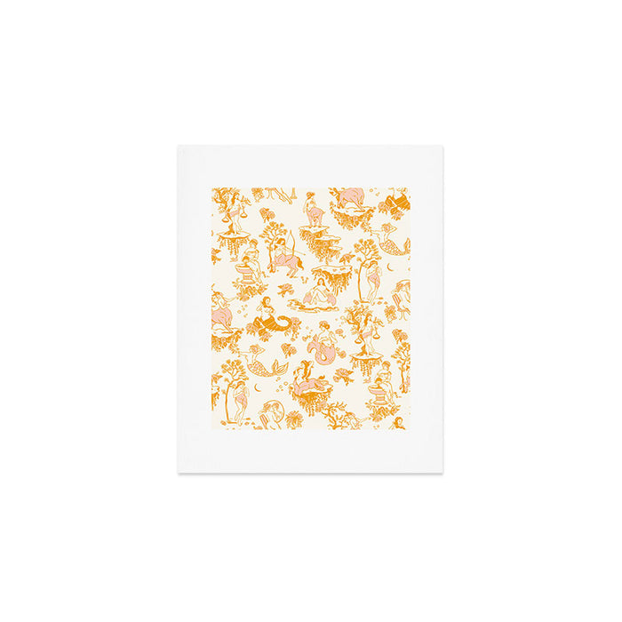 Honey, Pink & Gold Zodiac Toile Pattern. A Great Gift Idea For Astrology Fans! Art Print Gallery Image 1