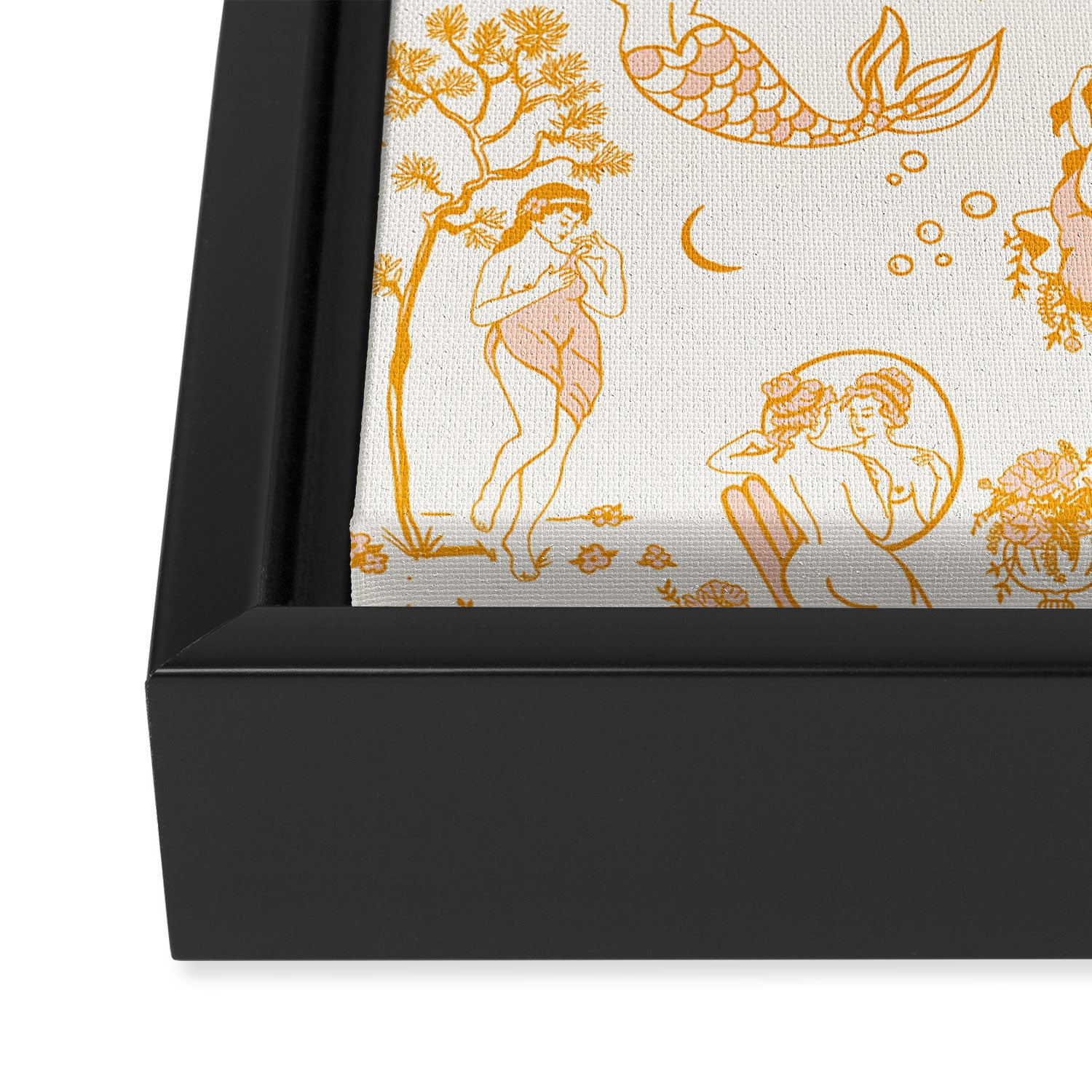 Honey, Pink & Gold Zodiac Toile Pattern. A Great Gift Idea For Astrology Fans! Framed Canvas Print Gallery Image 3