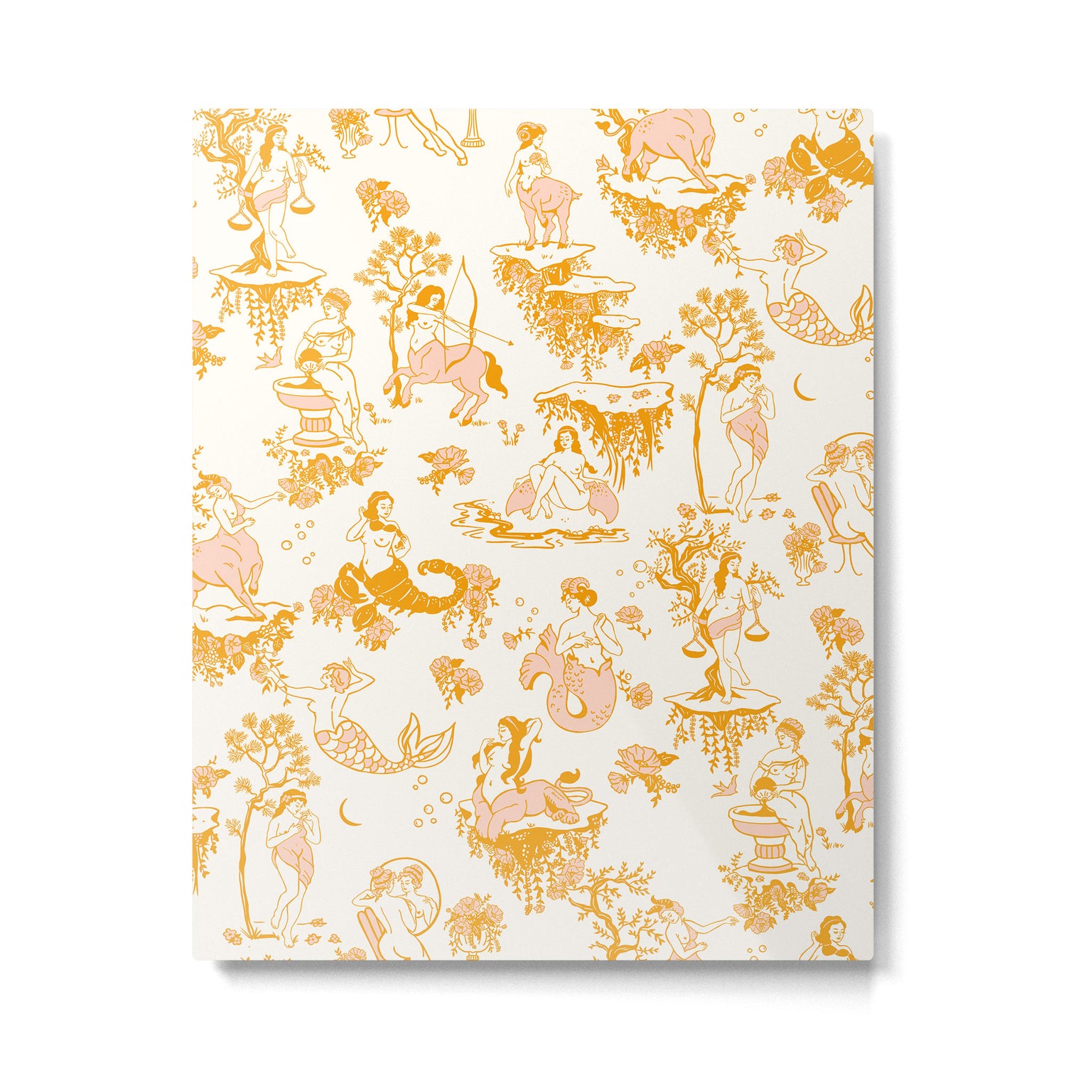 Honey, Pink & Gold Zodiac Toile Pattern. A Great Gift Idea For Astrology Fans! Metal Print Gallery Image 6