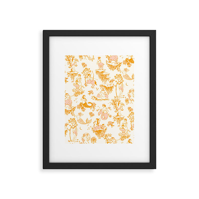 Honey, Pink & Gold Zodiac Toile Pattern. A Great Gift Idea For Astrology Fans! Framed Art Print Gallery Image 6