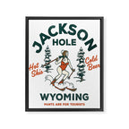 Jackson Hole Wyoming: Pants Are For Tourists. Cool, Retro Girl Skiing Art Framed Canvas Print Gallery Image 8