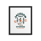 Jackson Hole Wyoming: Pants Are For Tourists. Cool, Retro Girl Skiing Art Framed Art Print Gallery Image 4