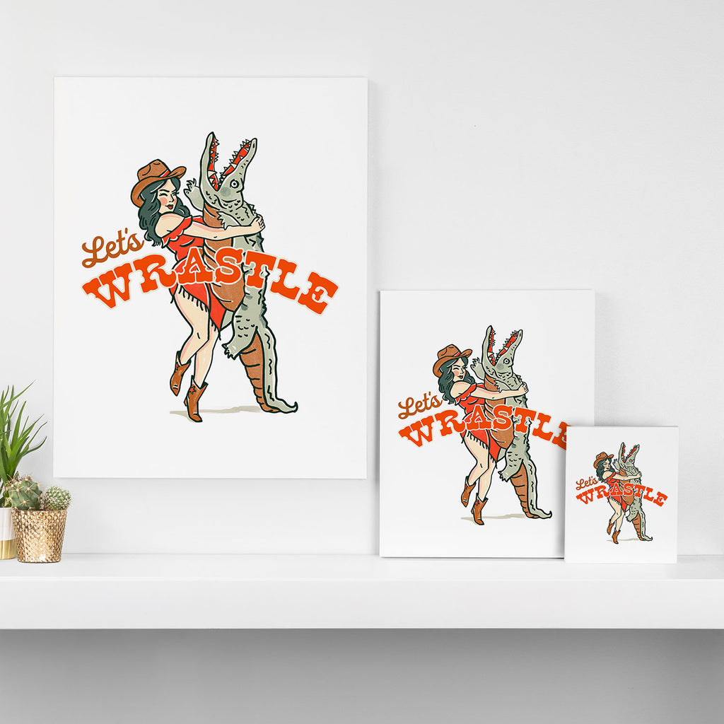 Let's Wrastle Cowgirl Canvas Print Gallery Image 3