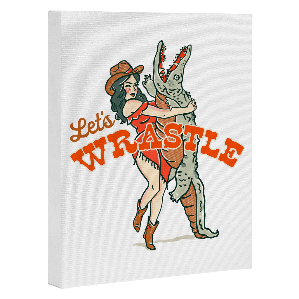 Let's Wrastle Cowgirl Canvas Print Gallery Image 3