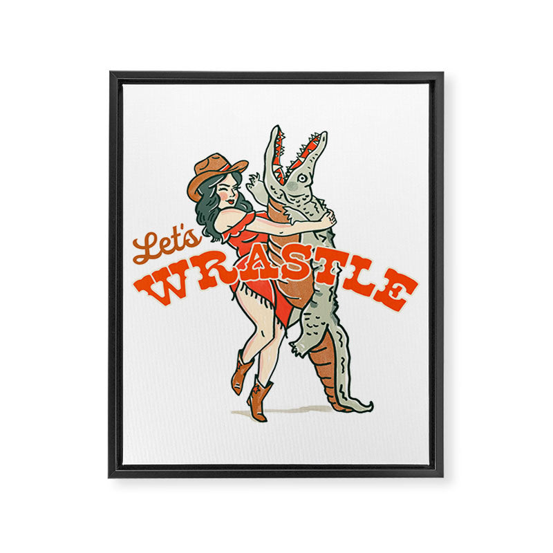 Let's Wrastle Cowgirl Framed Canvas Print Gallery Image 6