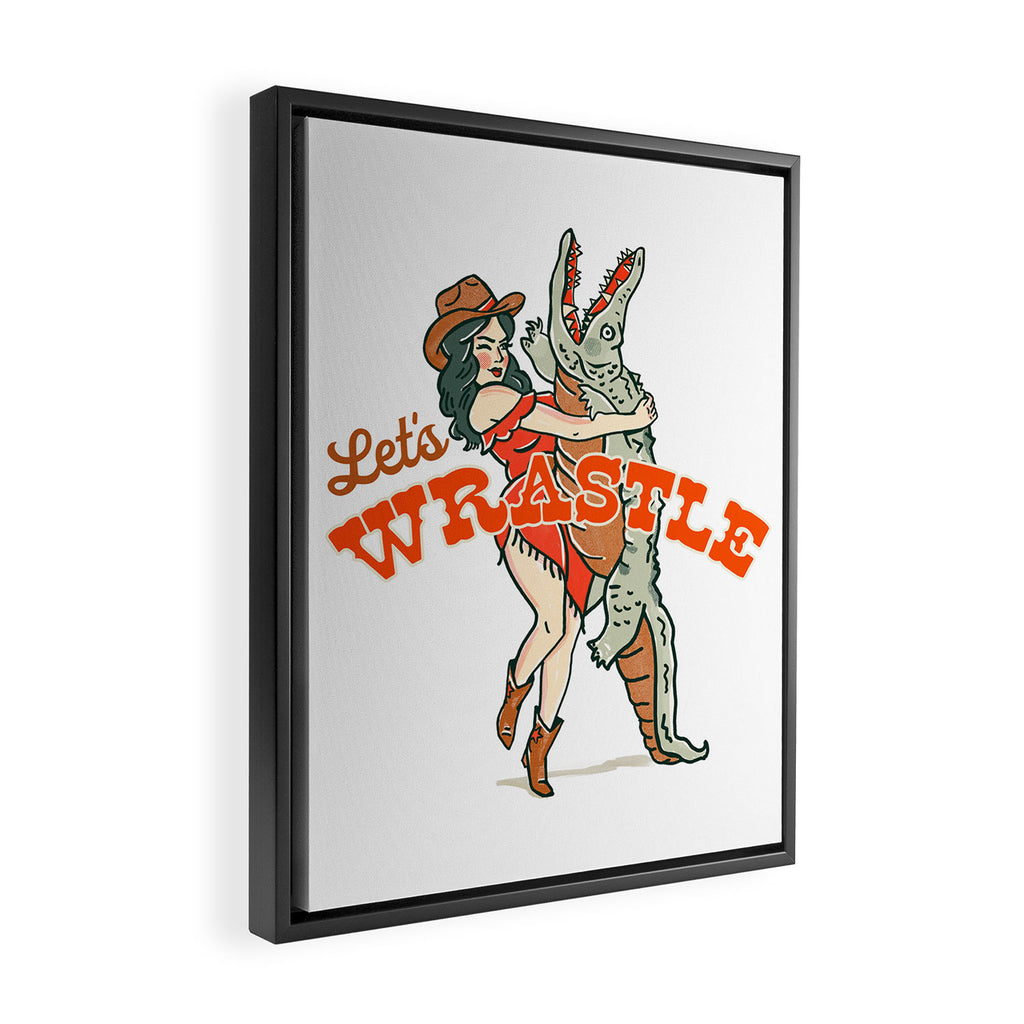 Let's Wrastle Cowgirl Framed Canvas Print Gallery Image 2