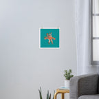 Let's Wrastle Teal Cowgirl Pillow Art Print Gallery Image 3