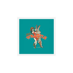 Let's Wrastle Teal Cowgirl Pillow Art Print Gallery Image 1