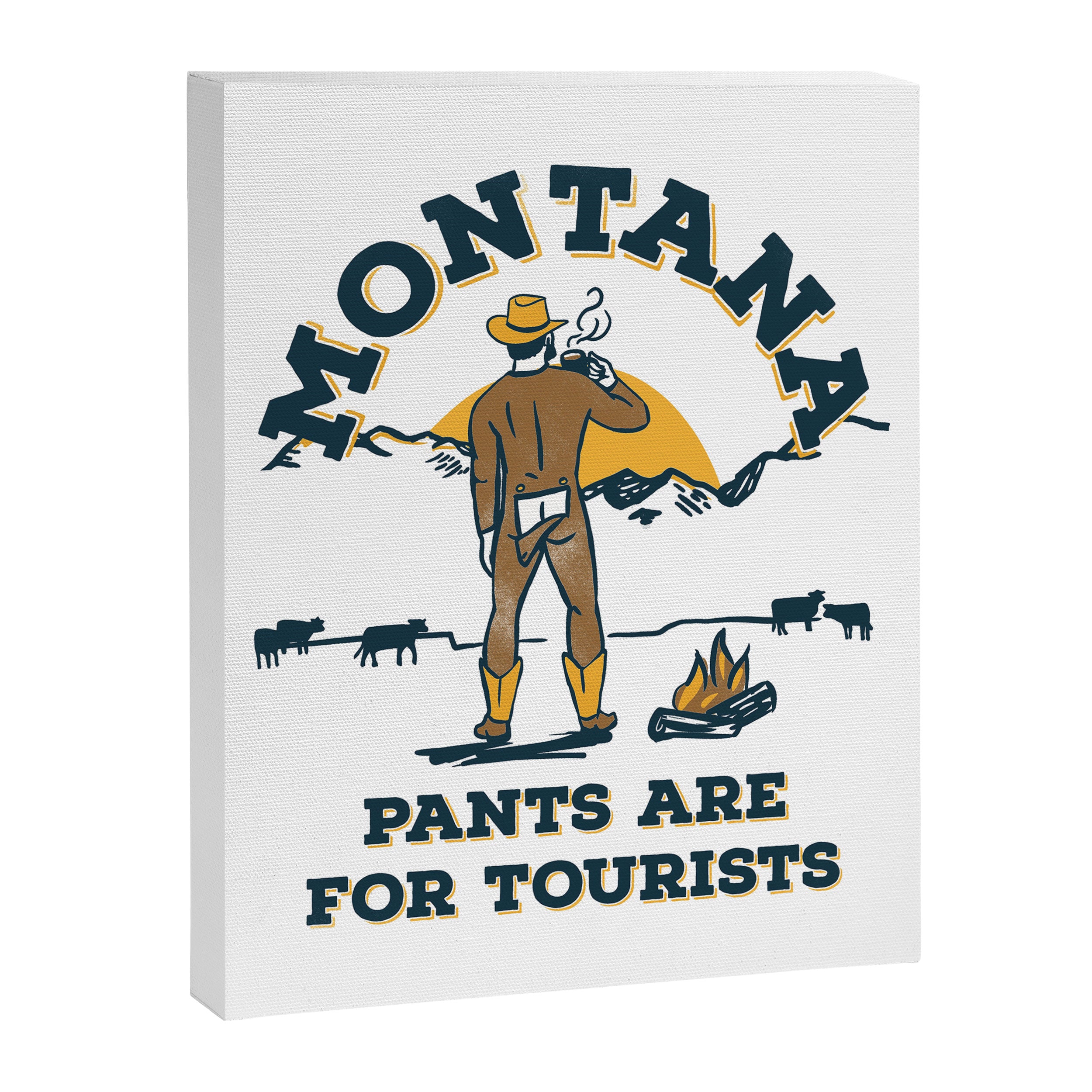 "Montana: Pants Are For Tourists" Funny Retro Cowboy Travel Art Canvas Print Gallery Image 8