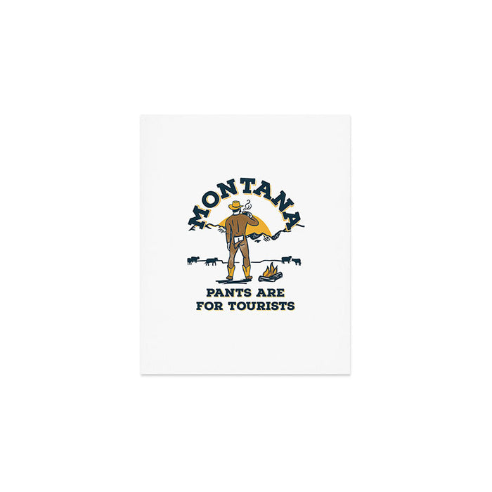 "Montana: Pants Are For Tourists" Funny Retro Cowboy Travel Art Art Print Gallery Image 1