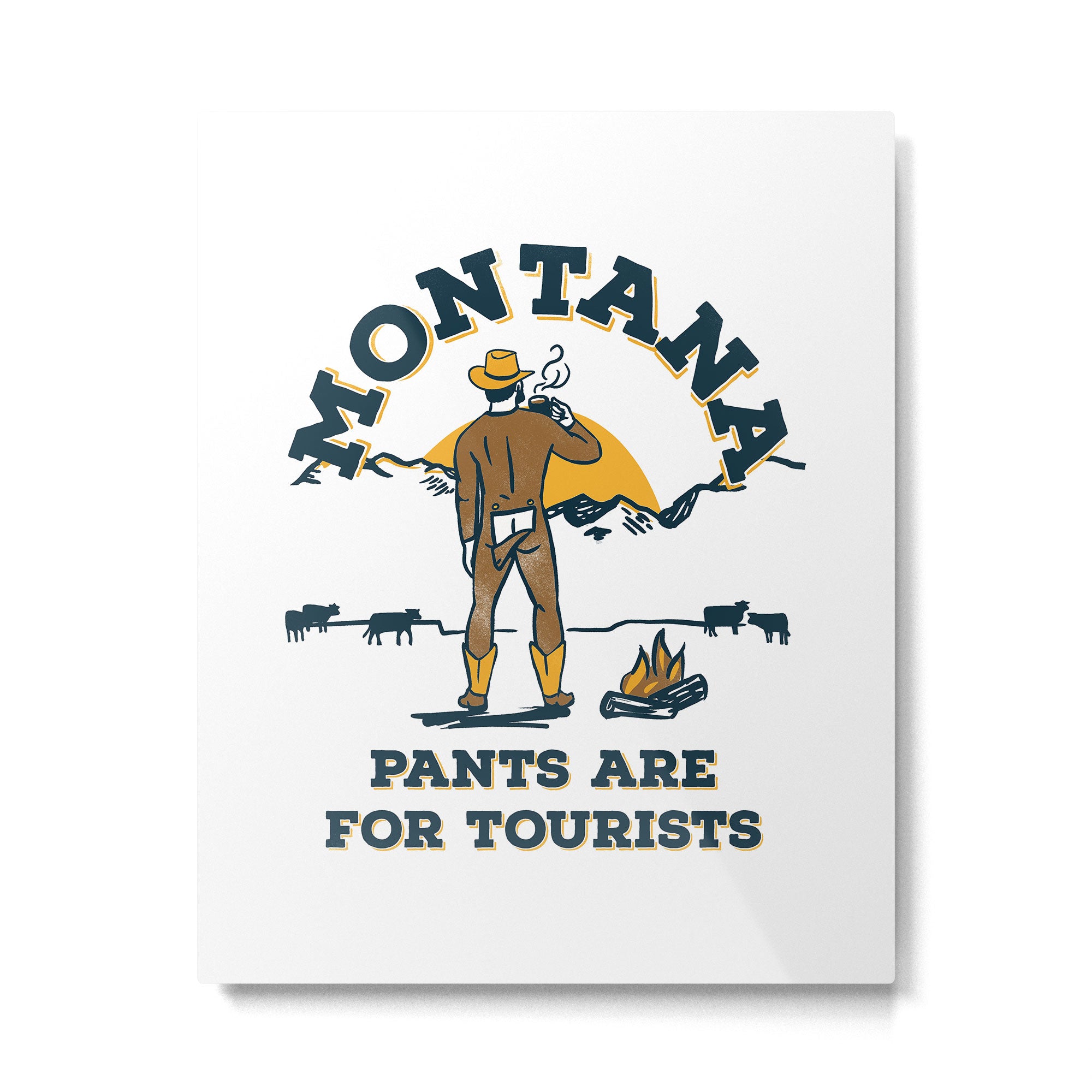 "Montana: Pants Are For Tourists" Funny Retro Cowboy Travel Art Metal Print Gallery Image 6