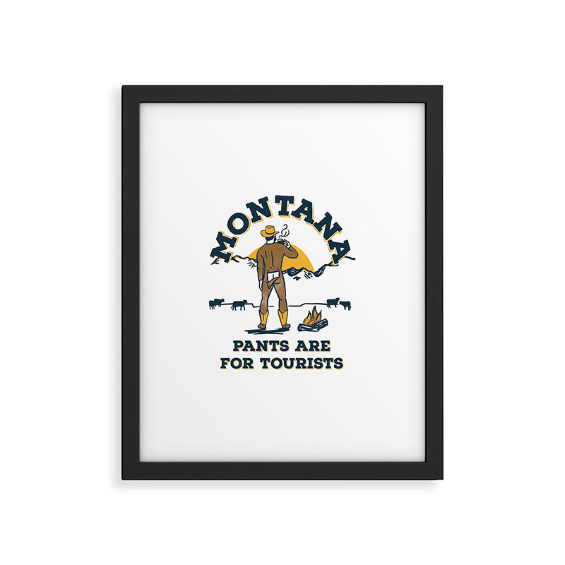 "Montana: Pants Are For Tourists" Funny Retro Cowboy Travel Art Framed Art Print Gallery Image 4