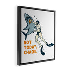 Not Today Chaos! Funny Man Punching Shark Tattoo Style Art Framed Canvas Print Gallery Image 2