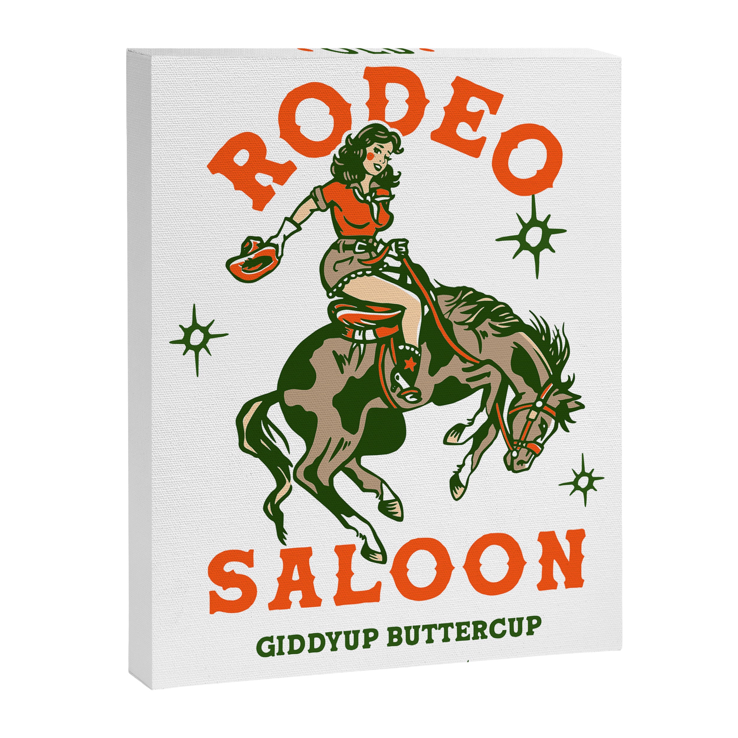 Old Rodeo Saloon: Giddy Up Buttercup. Vintage Cowgirl Pinup Art Canvas Print Gallery Image 6