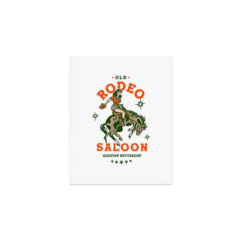 Old Rodeo Saloon: Giddy Up Buttercup. Vintage Cowgirl Pinup Art Art Print Gallery Image 1