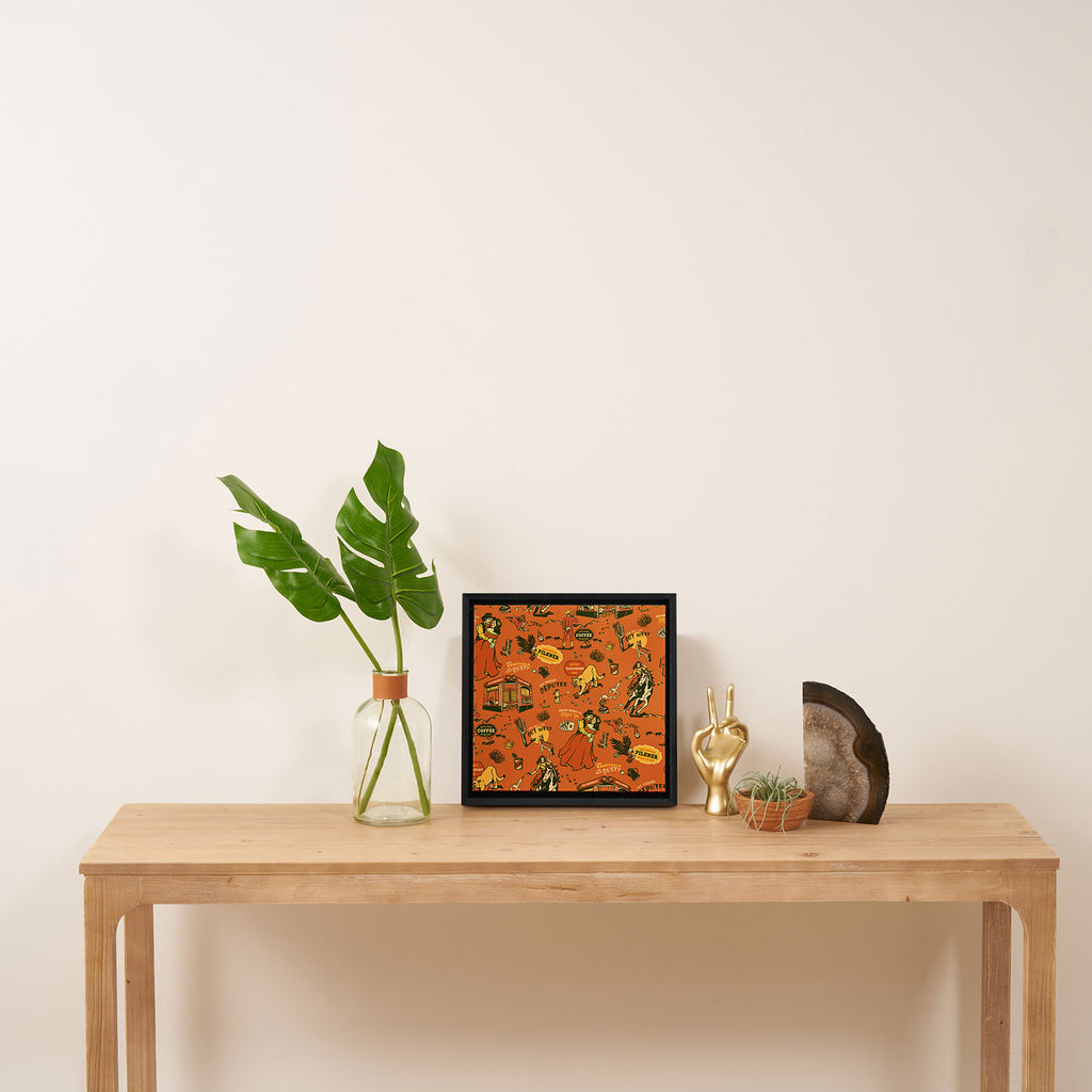 Old West-Inspired Vintage Pattern Framed Canvas Print Gallery Image 3