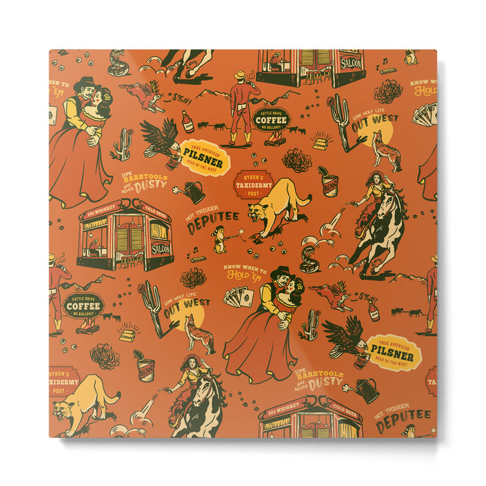 Old West-Inspired Vintage Pattern Metal Print Gallery Image 1