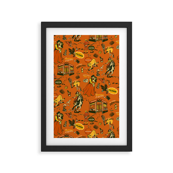 Old West-Inspired Vintage Pattern Framed Art Print Gallery Image 1
