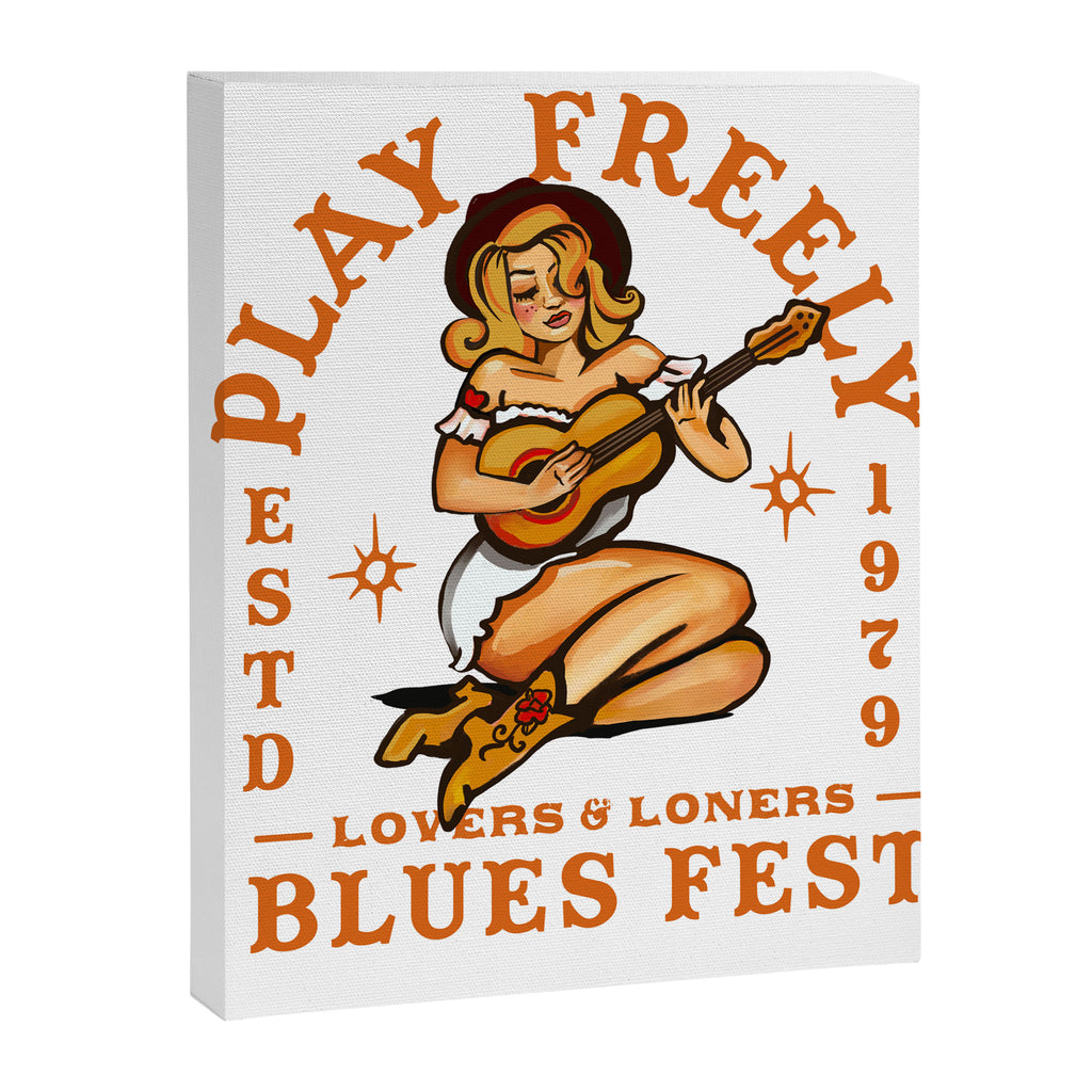Play Freely Lovers & Loners Blues Fest Guitar Girl Canvas Print Gallery Image 6