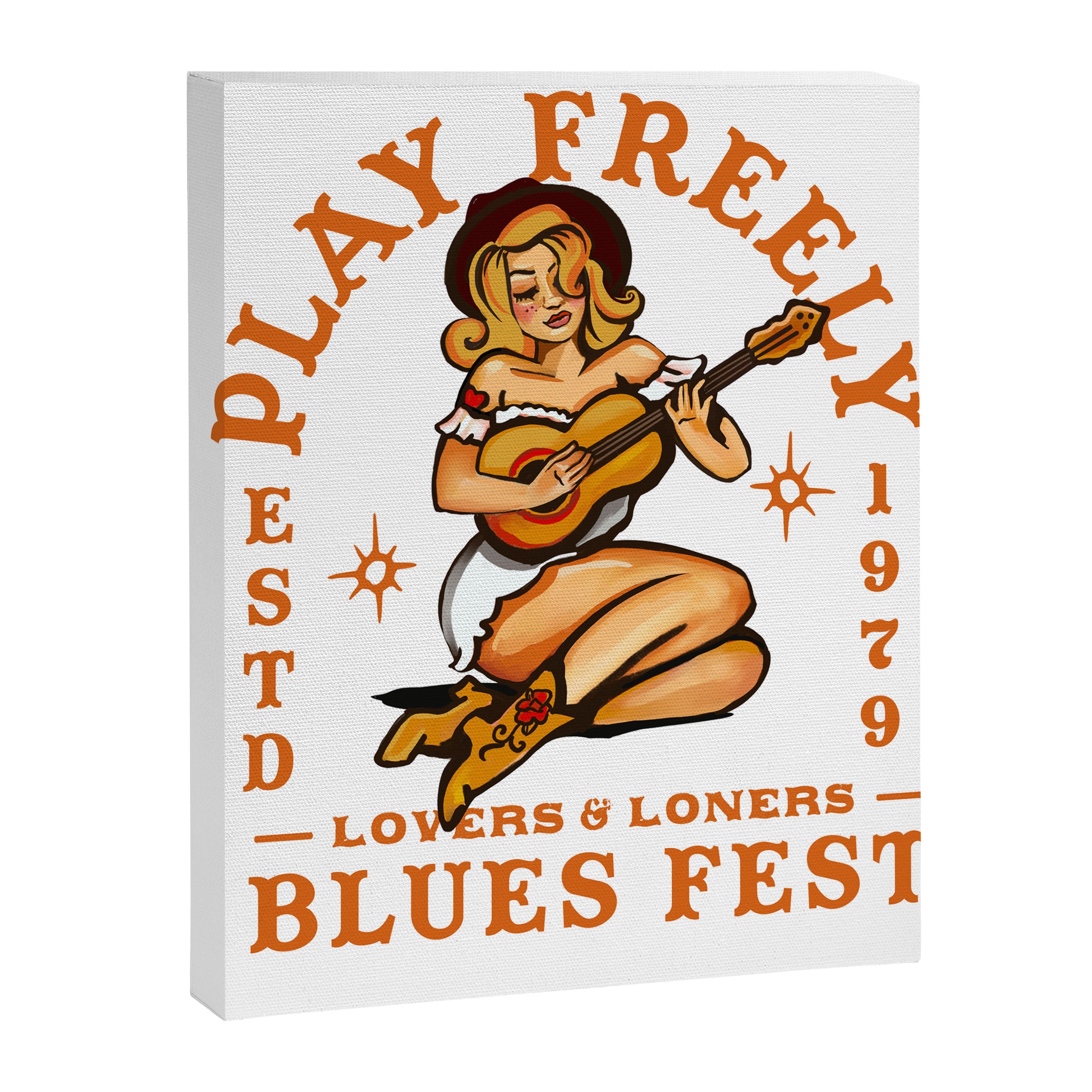 Play Freely Lovers & Loners Blues Fest Guitar Girl Canvas Print Gallery Image 6