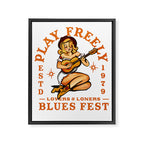 Play Freely Lovers & Loners Blues Fest Guitar Girl Framed Canvas Print Gallery Image 6
