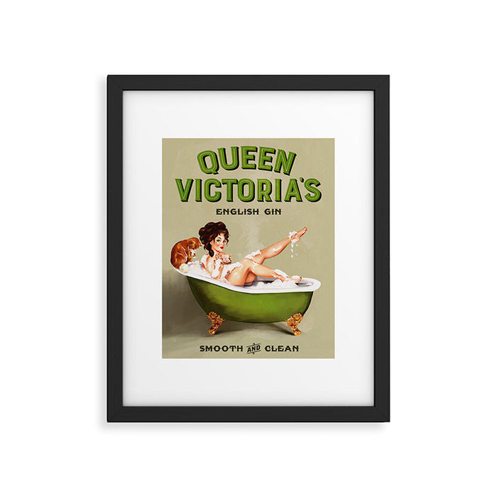 "Queen Victoria's English Gin" Cool Vintage Pinup Girl Alcohol Ad Wall Art Framed Art Print Gallery Image 1
