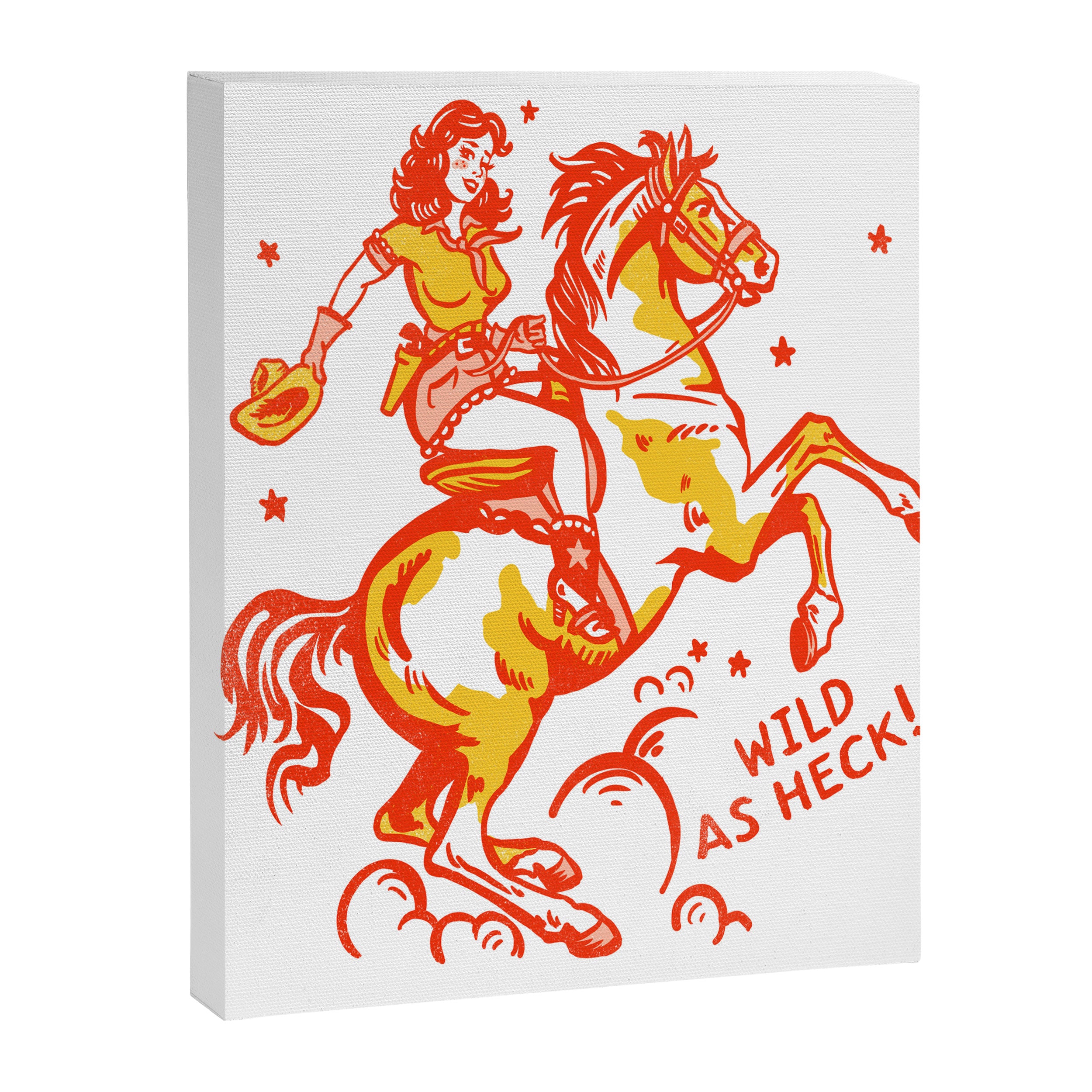 Retro Cowgirl Horse Riding Art. Vintage Western Decor Canvas Print Gallery Image 8