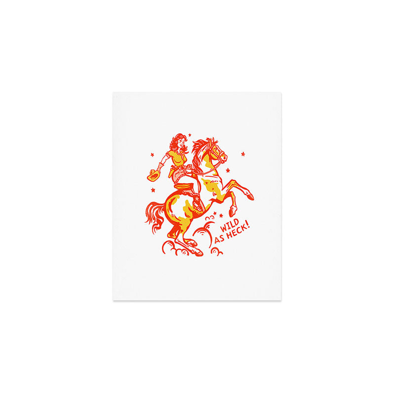 Retro Cowgirl Horse Riding Art. Vintage Western Decor Art Print Gallery Image 1